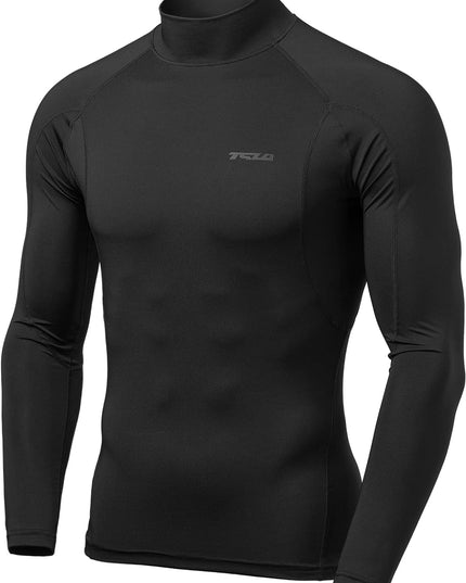 Men'S UPF 50+ Mock Long Sleeve Compression Shirts, Athletic Workout Shirt, Base Layer for Water Sports