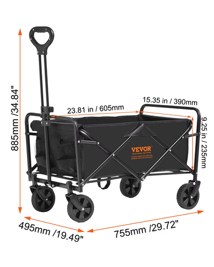 Collapsible Folding Wagon Beach Wagon Cart with All-Terrain Wheels Drink Holders Sports Wagon for Camping Shopping