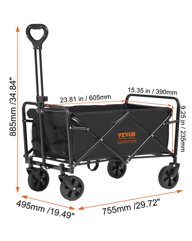 Collapsible Folding Wagon Beach Wagon Cart with All-Terrain Wheels Drink Holders Sports Wagon for Camping Shopping