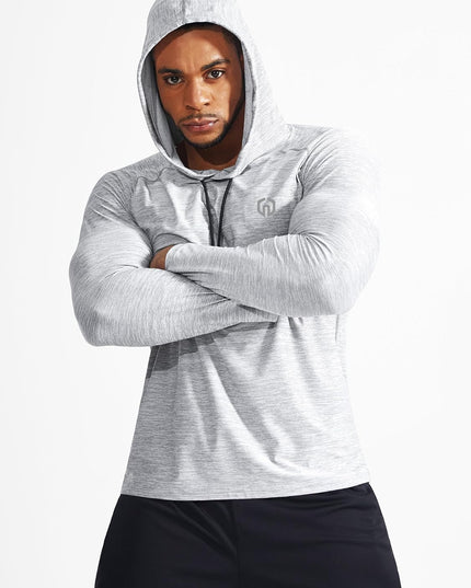 Men'S Dry Fit Athletic Shirt Workout Running Long Sleeve Shirts with Hoods