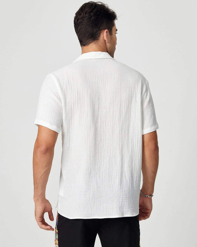 Manfinity Modagents Men Cotton Solid Textured Button Front Shirt