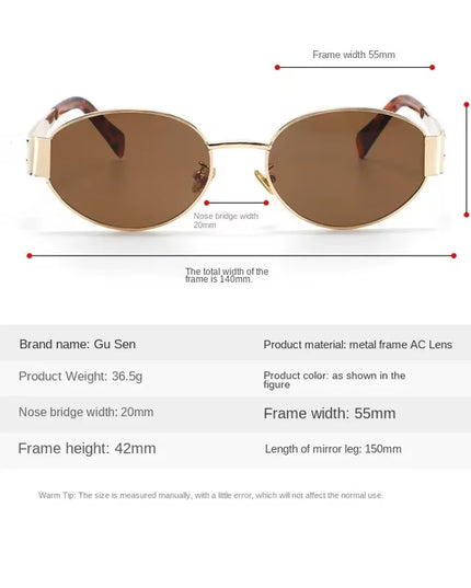 2024 Steampunk Sunglasses Retro Women'S Oval Sunglasses Fashion Women'S Classic Retro Small Metal Brand Glasses UV400