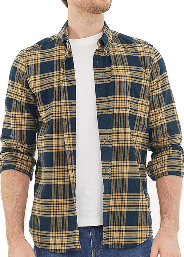 ® Flannel Shirt for Men Casual Button down Work Soft All Cotton Lightweight Flannel Mens Plaid Shirts Long Sleeve