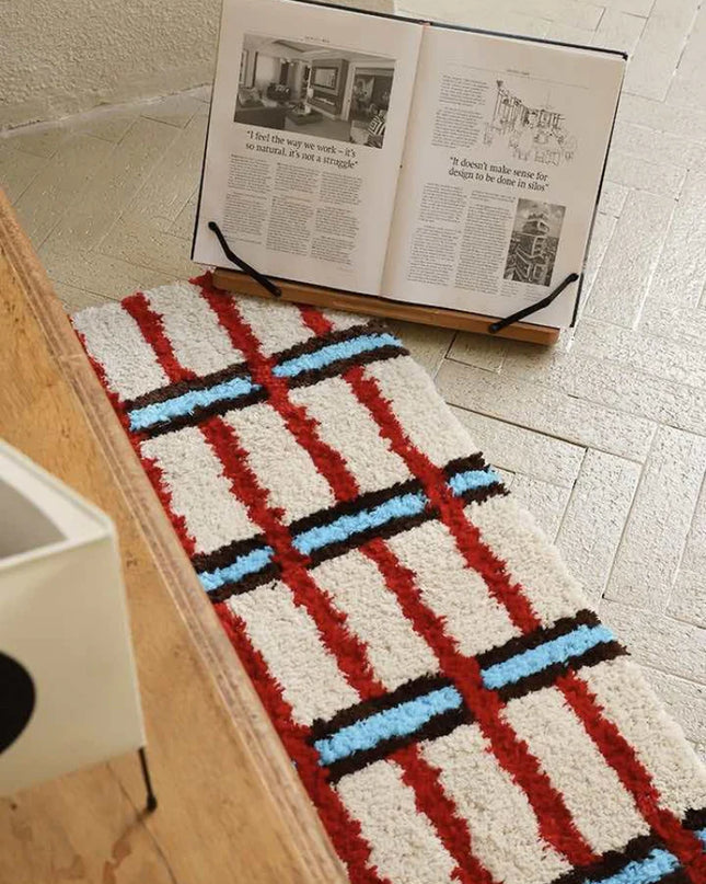 Retro Contrast Checker Bedside Tufting Runner Rug