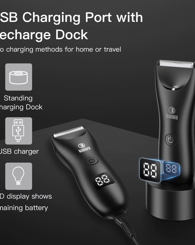 Men's Professional Groin Hair Trimmer and Body Grooming Clipper - Rechargeable Ceramic Shaver and Bikini Epilator