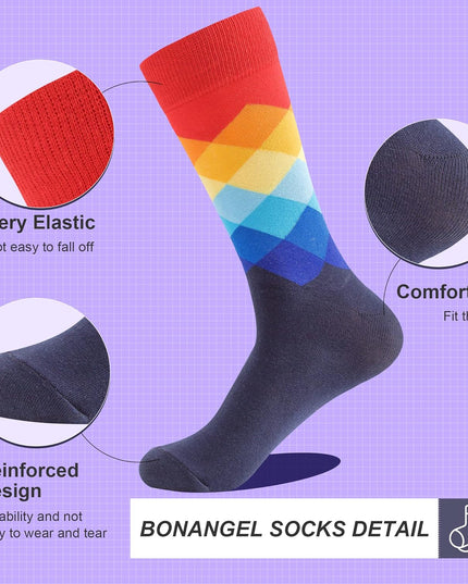 Mens Dress Socks Fun Funny Colorful Crazy Crew Dress Socks for Men 8-12