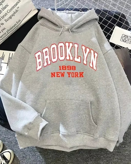 Brooklyn Letter Print Hooded Sweater Fashion Hoodie Kids Hip Hop Street Ladies New York Autumn Clothing Hoodie for Women