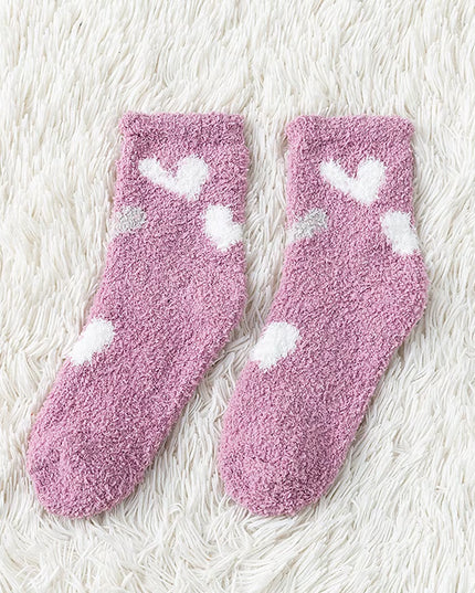 2 Pairs Cute Cow Spots Print Socks, Thickened & Warm Coral Fleece Socks, Women'S Stockings & Hosiery