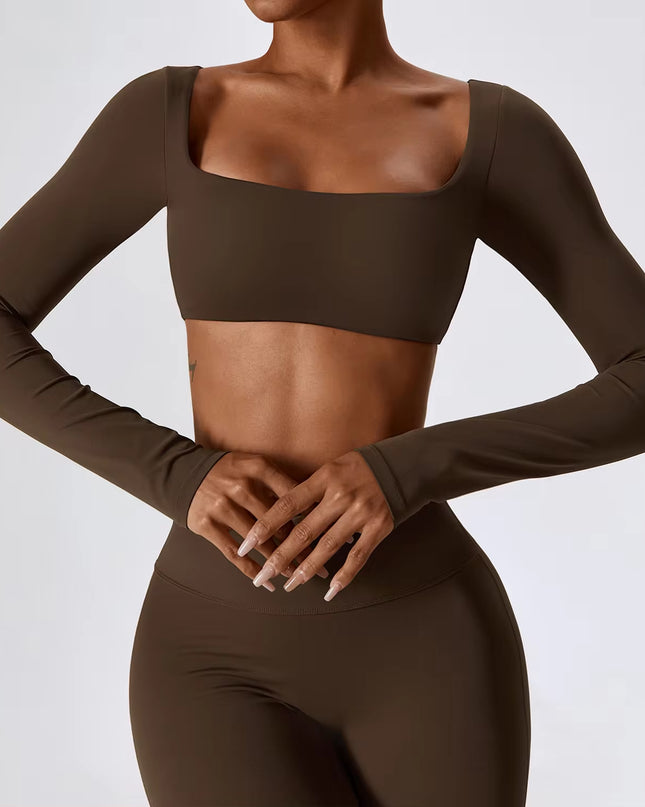Sexy Yoga Shirts Crop Top Long Sleeves Shirts for Women Yoga Sports Fitness Gym Clothes Workout Tops Sports Shirts