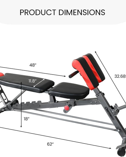 Multi-Functional FID Weight Bench for Full All-In-One Body Workout – Hyper Back Extension, Roman Chair, Adjustable Ab Sit up Bench, Incline Decline Bench, Flat Bench