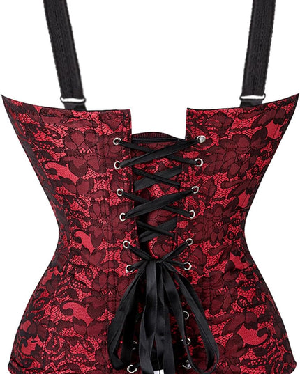 Women Sexy Boned Lace up Corsets and Strap Bustiers Top Overbust Shaper