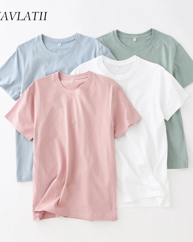 Women New Cotton T Shirts Female Soft White Black Tees Lady plus Size Basic Tops for Summer WT2102