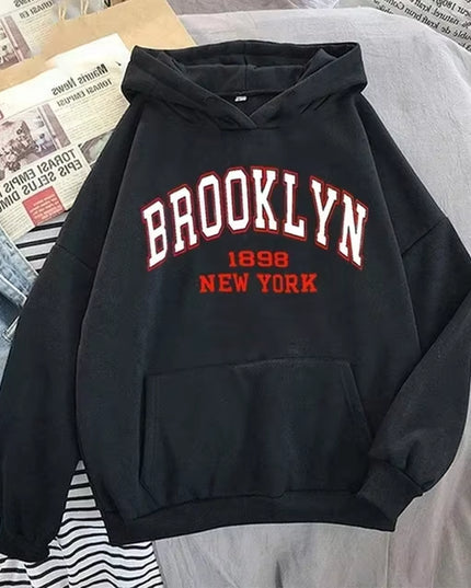 Brooklyn Letter Print Hooded Sweater Fashion Hoodie Kids Hip Hop Street Ladies New York Autumn Clothing Hoodie for Women