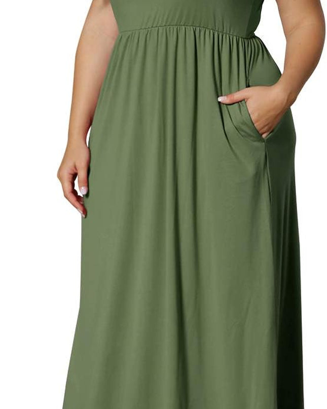 Women’S plus Size Maxi Dresses for Curvy Women Summer Casual Short Sleeve 2025 Long Dress 14W-26W