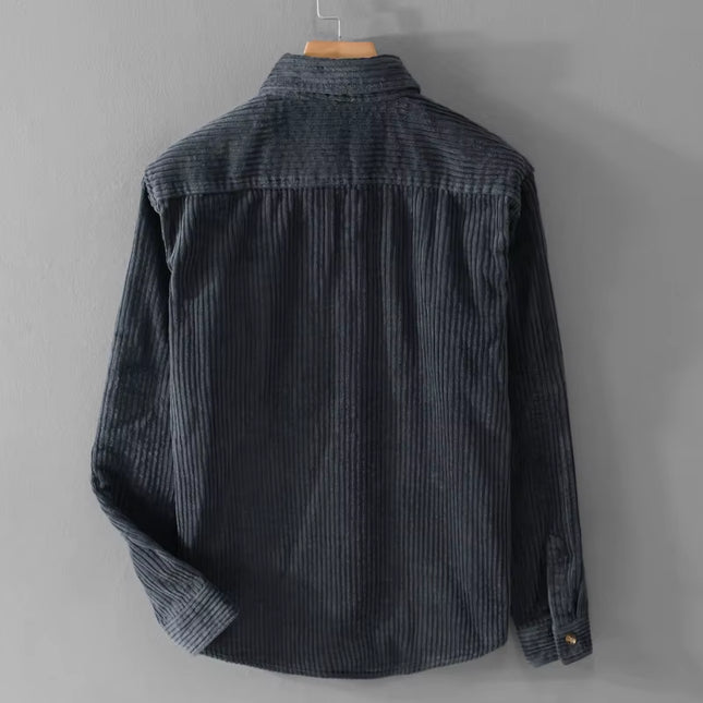 Thickening plus Size Long Sleeve Corduroy Cotton Shirt Men Brand Trendy French Style Designer Quality Top Clothes Chemise Homme