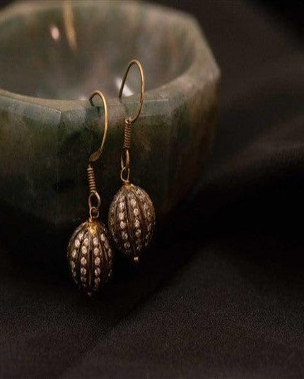 Antique Diamond Ball Earrings-1