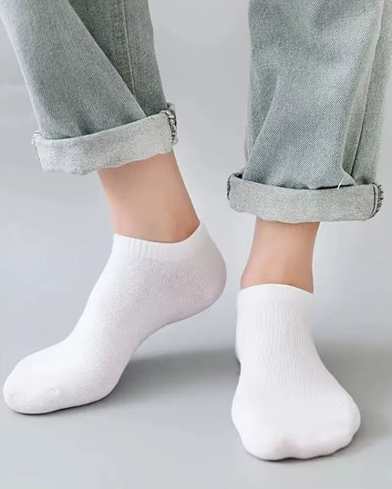 10/12/20/40 Pairs Men Boat Socks Business Sport Sweat Absorption Mature Summer Autumn Solid Color Soft Non Pilling Ankle Socks