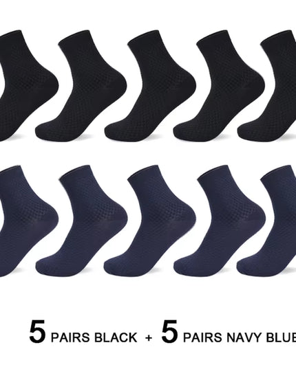 10 Pairs/Lot Men'S Bamboo Fiber Socks 2025 New Compression Autumn Long Black Business Casual Man Dress Sock Gift plus Size 42-45