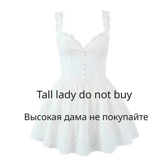 Summer Elegant Party Dresses 2024 White Cotton Blend Jacquard Dress Mini a Line Holiday Dress Women'S Clothing