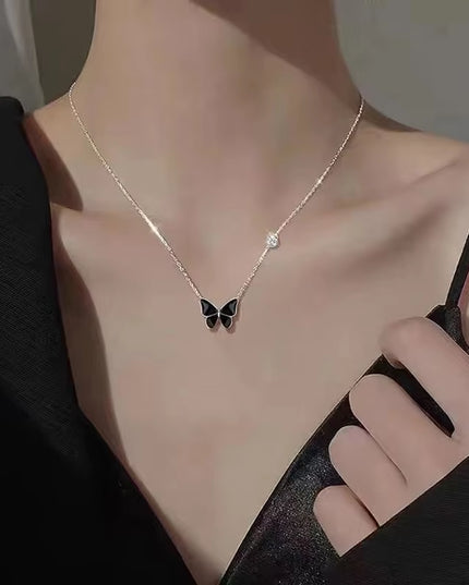 Mood Necklaces Butterfly Pendant Necklace Temperature Control Color Change Necklace Stainless Steel Chain Jewellery Women
