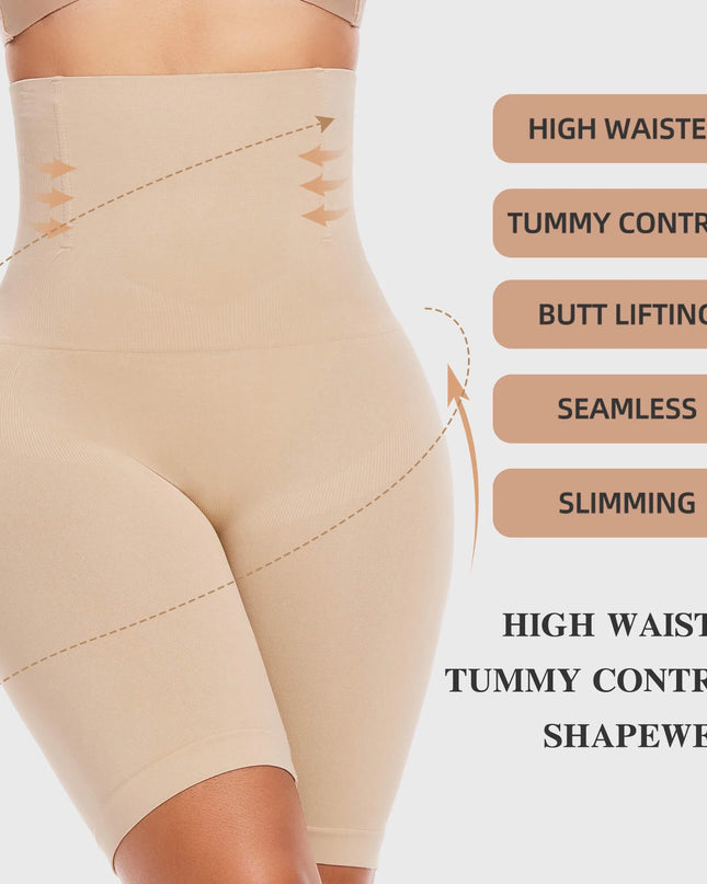 2 Packs Tummy Control Shapewear Shorts Faja Body Shaper for Women High-Waisted Thigh Slimming