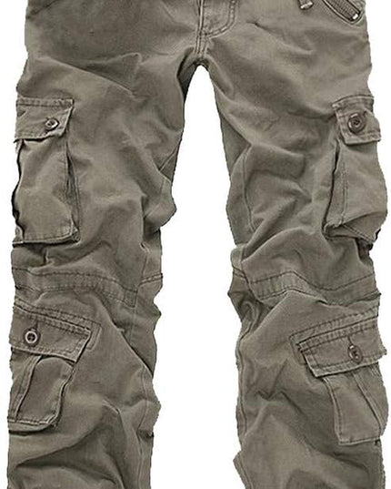 Mens Fashion Casual Cotton Multi-Pocket Outdoors Work Trouser Long Cargo Pants