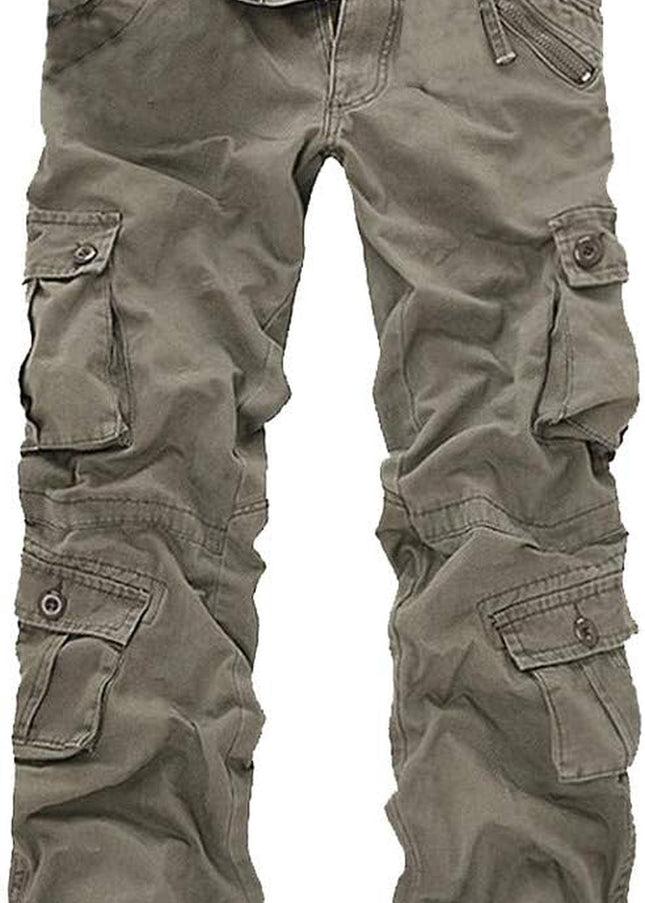 Mens Fashion Casual Cotton Multi-Pocket Outdoors Work Trouser Long Cargo Pants