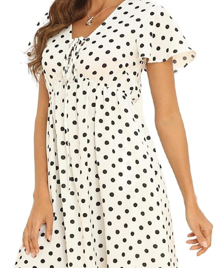 Women'S Summer Smocked Midi Dress Ditsy Floral Print Casual a Line Square Neck Short Puff Sleeve Dress