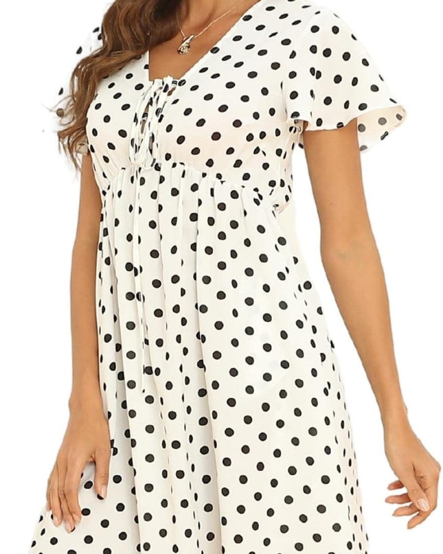 Women'S Summer Smocked Midi Dress Ditsy Floral Print Casual a Line Square Neck Short Puff Sleeve Dress