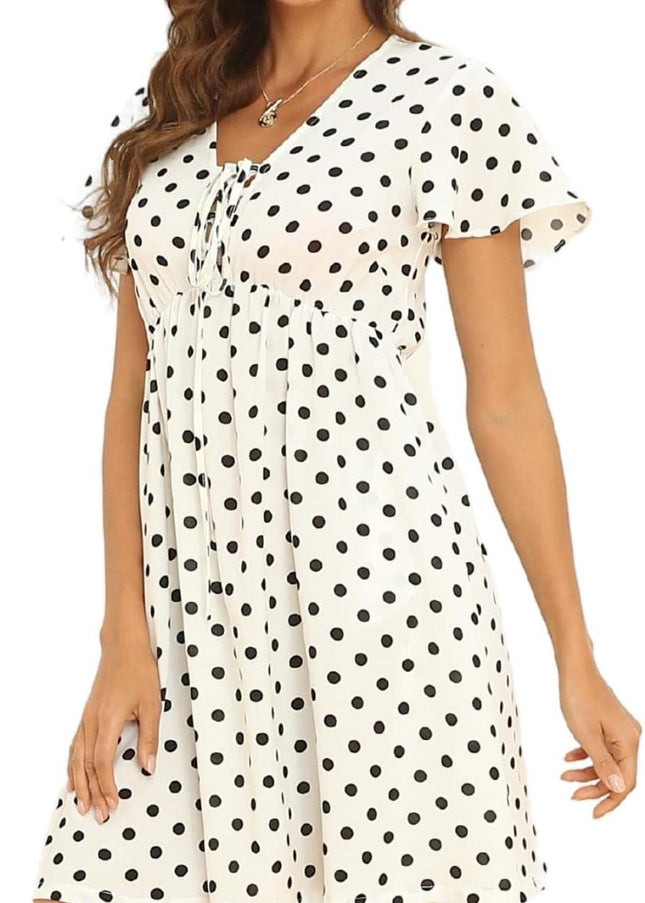 Women'S Summer Smocked Midi Dress Ditsy Floral Print Casual a Line Square Neck Short Puff Sleeve Dress