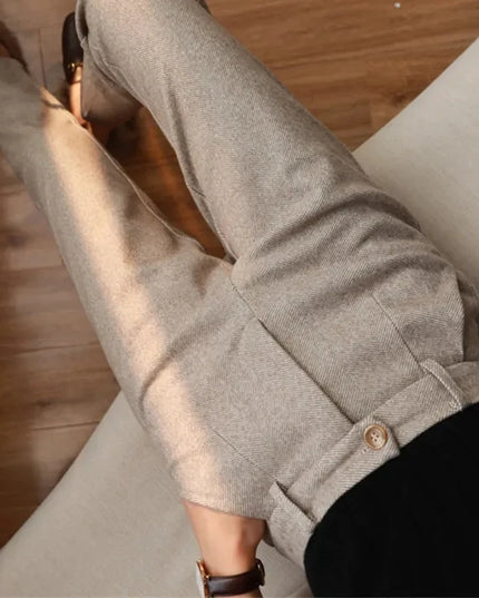 Woolen Pants Women'S Harem Pencil Pants 2024 Autumn Winter High Waisted Casual Suit Pants Office Lady Women Trousers