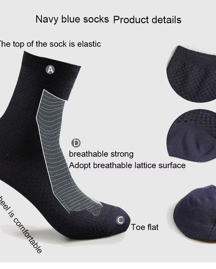 10 Pairs/Lot Men'S Bamboo Fiber Socks 2025 New Compression Autumn Long Black Business Casual Man Dress Sock Gift plus Size 42-45