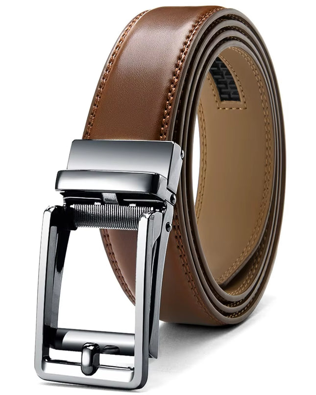 Mens Leather Belt Automatic Genuine Leather Belts Belt Male Leisure Fashion Ratchet Belts for Men Pants Waistband Ремень