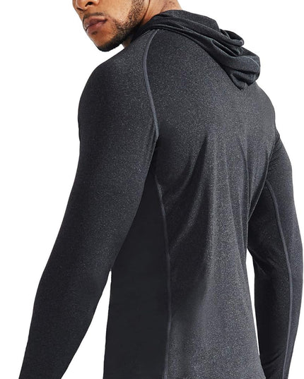 Men'S Dry Fit Athletic Shirt Workout Running Long Sleeve Shirts with Hoods