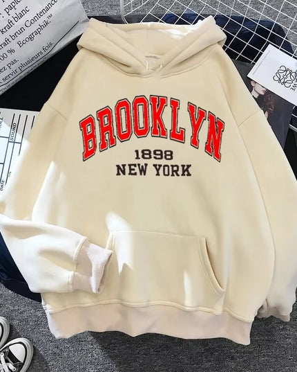 Brooklyn Letter Print Hooded Sweater Fashion Hoodie Kids Hip Hop Street Ladies New York Autumn Clothing Hoodie for Women