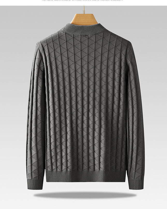 Men'S plus Size Knitted Sweater Loose round Neck Bottoming Shirt