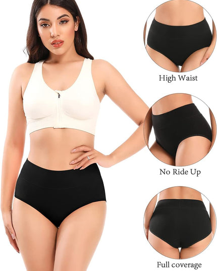Women'S Underwear Cotton High Waist Briefs Full Coverage Soft Breathable Ladies Pantie