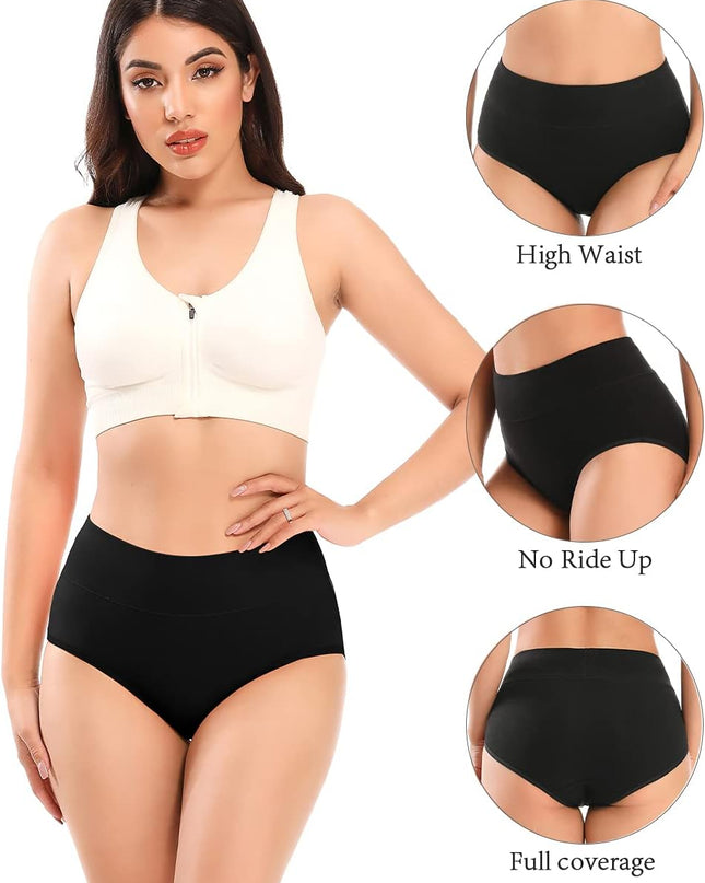 Women'S Underwear Cotton High Waist Briefs Full Coverage Soft Breathable Ladies Pantie