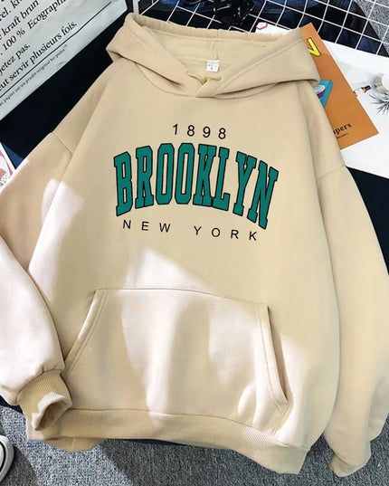 Brooklyn Letter Print Hooded Sweater Fashion Hoodie Kids Hip Hop Street Ladies New York Autumn Clothing Hoodie for Women