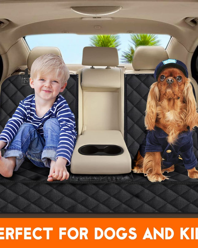 Dog Car Seat Cover, Back Seat Cover for Dogs Pet Car Seat Protector Waterproof Bench Car Seat Cover, Non-Slip Reat Seat Cover Fits Middle Armrest for Most Cars Trucks Suvs - Black