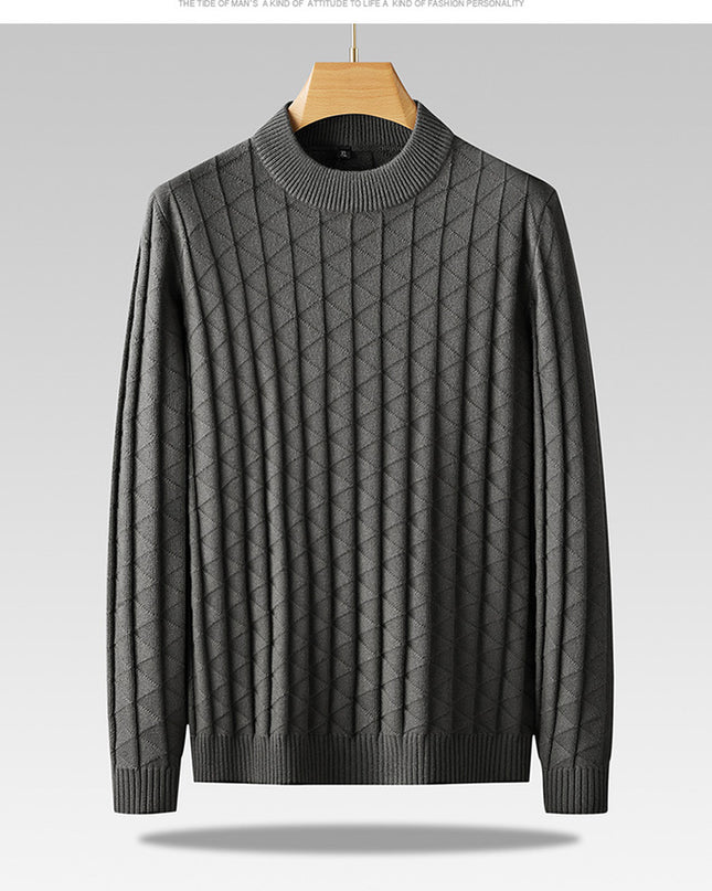 Men'S plus Size Knitted Sweater Loose round Neck Bottoming Shirt