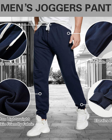 Men'S Joggers Sweatpants Cotton Casual Pants with Pockets Drawstring Gym Workout Athletic Training Pants