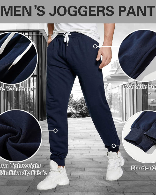 Men'S Joggers Sweatpants Cotton Casual Pants with Pockets Drawstring Gym Workout Athletic Training Pants
