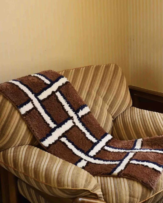 Retro Contrast Checker Bedside Tufting Runner Rug