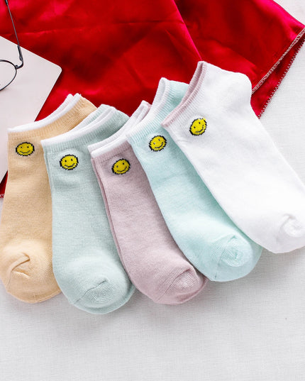 5 Pairs Womens Socks Lovely Cow Pattern Short Socks Creative Printing Socks Ankle Sock