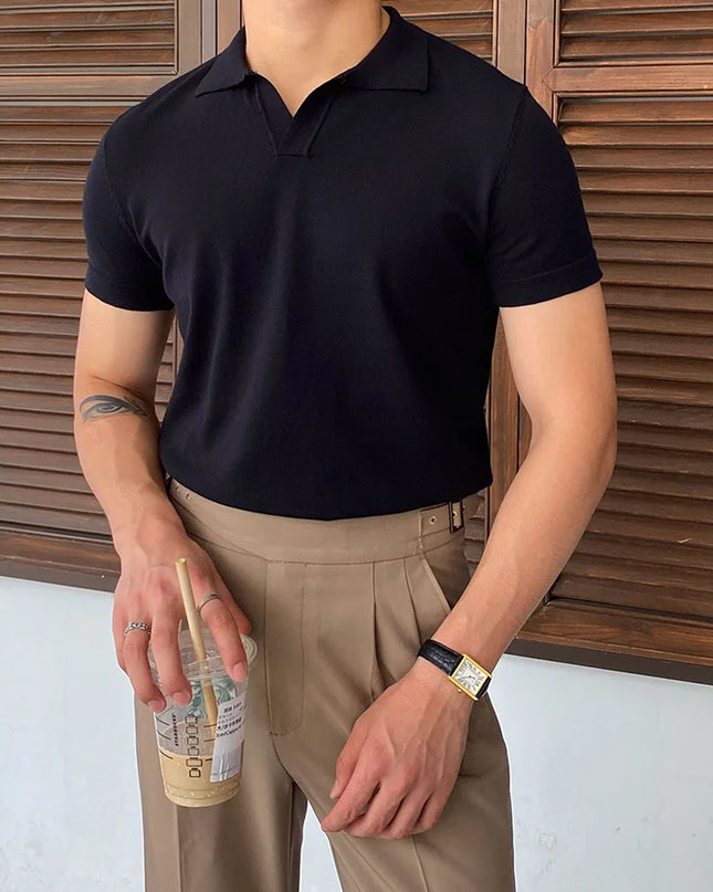 Summer Men Fashion Polo Shirts Short Sleeve Turn-Down Collar Patchwork Casual Polos Mens Clothing Male Tops Pullover Streetwear