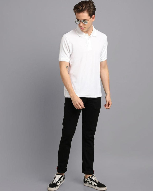 Matte Solid Half Sleeves Men's Polo T-Shirt