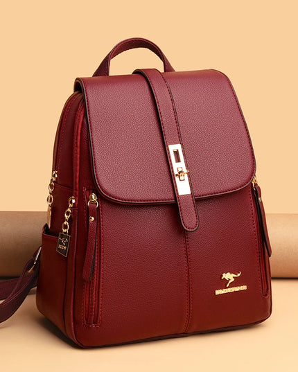 Luxury Women Leather Backpacks for Girls Sac a Dos Casual Daypack Black Vintage Backpack School Bags for Girls Mochila Rucksack