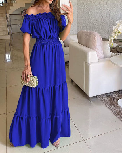 Boho Dresses for Women 2024 Summer Sexy off Shoulder Solid Color Flare Sleeve Tunic Dress Women Casual Mini Sundress Vestido