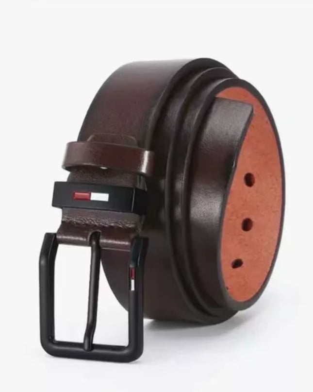 Men'S PU Leather Alloy Pin Square Buckle Belt Businessleisure Belts 2023 Fashion Black Coffee Brown Waistbelts for Men